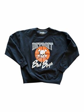 Detroit Bad Boys Skull Basketball Crewneck Sweatshirt Vintage Style Size XL
